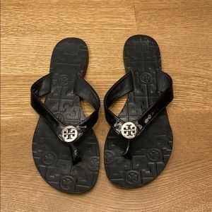 Tory Burch black flip flop sandals